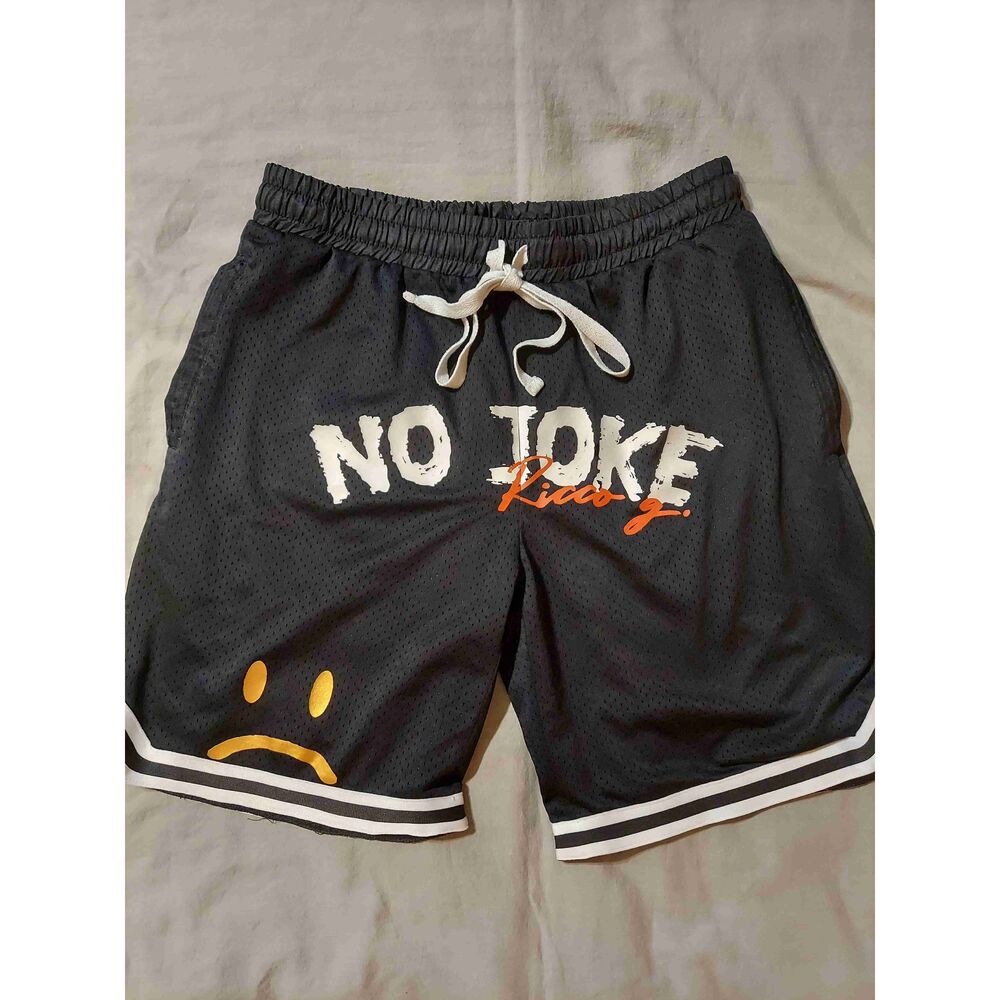 Ricco Giouentu Black Elastic Waistband Drawstring Mesh Athletic Shorts Small